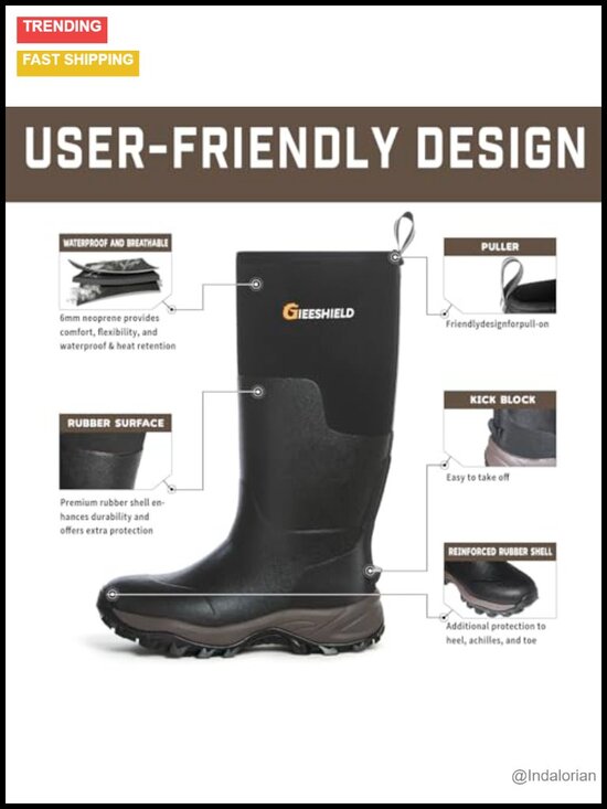 Ultra-Light Waterproof 6mm Neoprene Insulated Rain Boots with Anti-Slip Sole